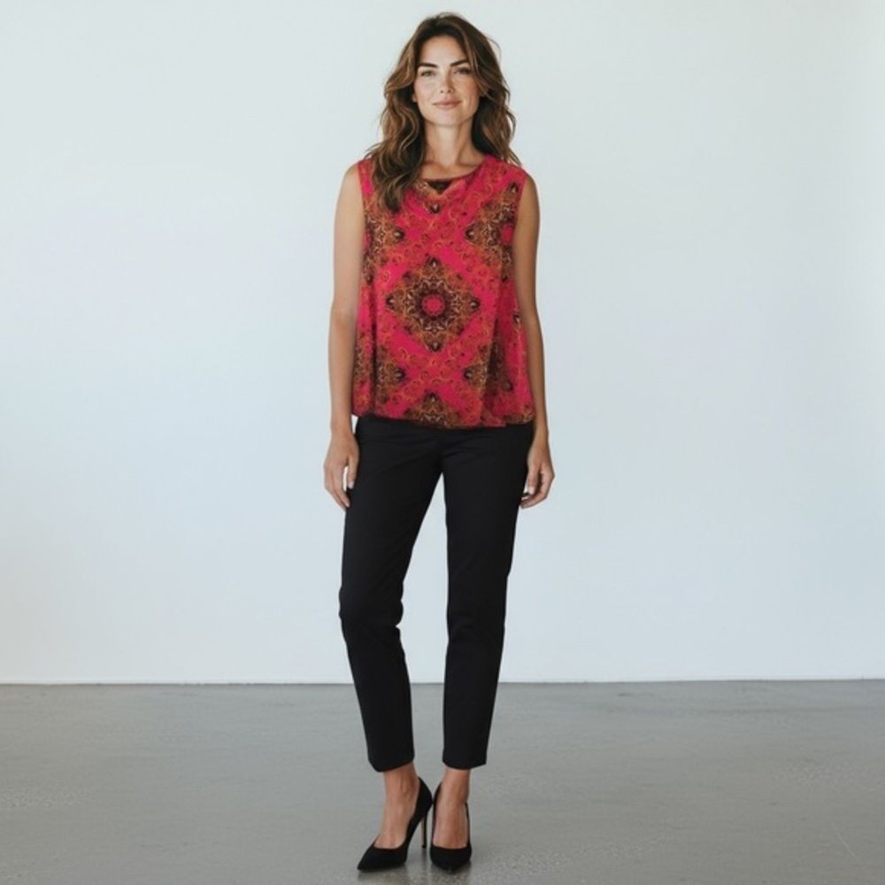Jack by BB Dakota Pink and Black Patterned Tank Top